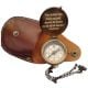 Brass Pocket Compass with Leather Case Quote